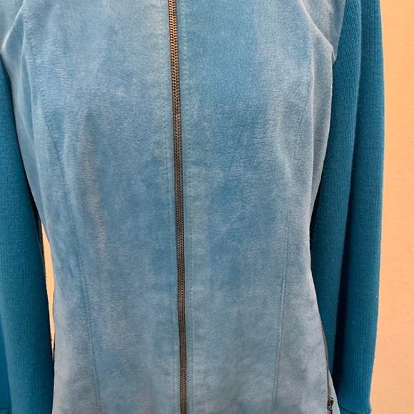 AMI Leather Jacket Women in size Large/French Blue - Picture 2 of 6